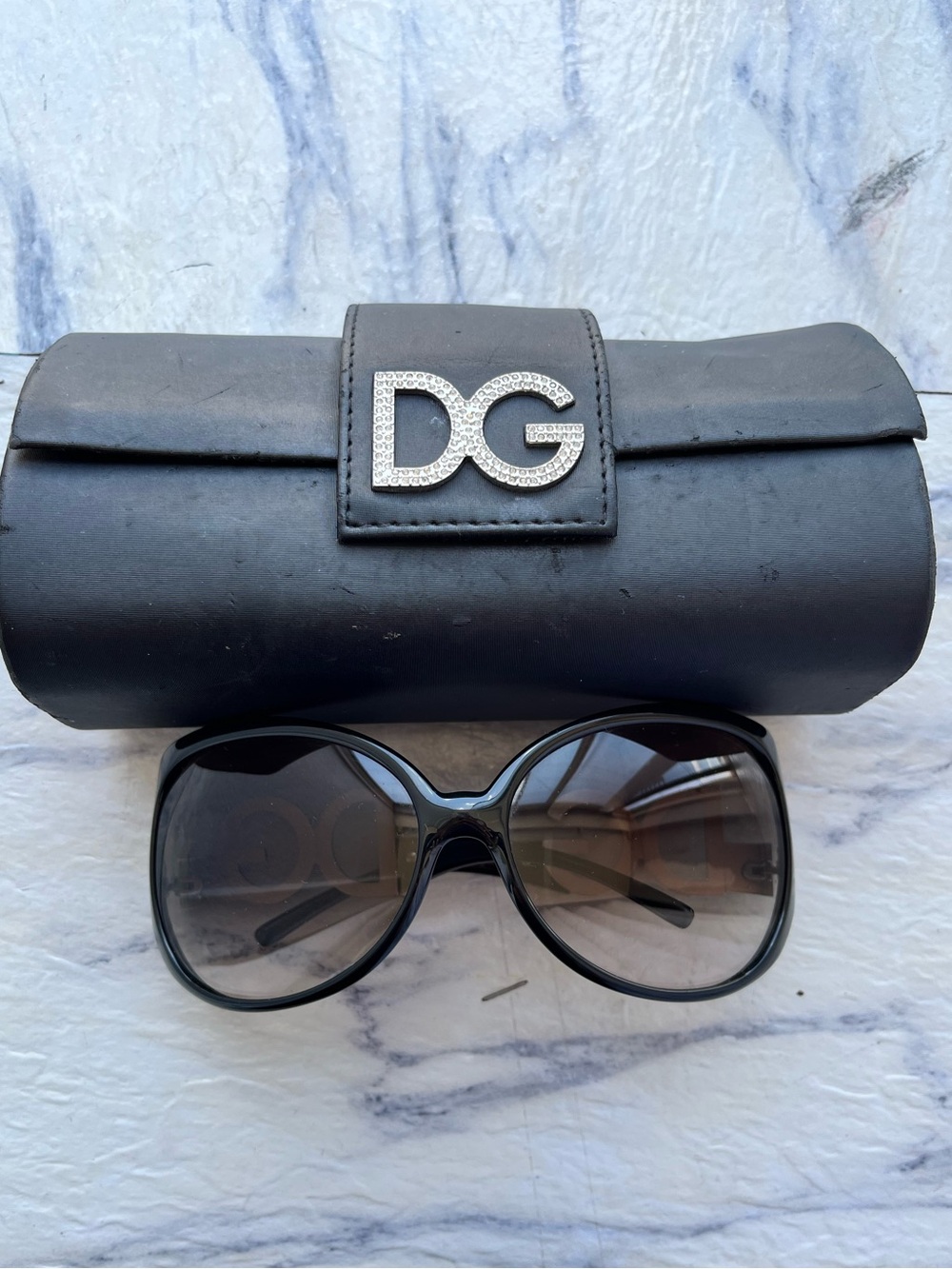 Dolce & Gabbana Black Oversized Women's Sunglasses with DG Logo Case